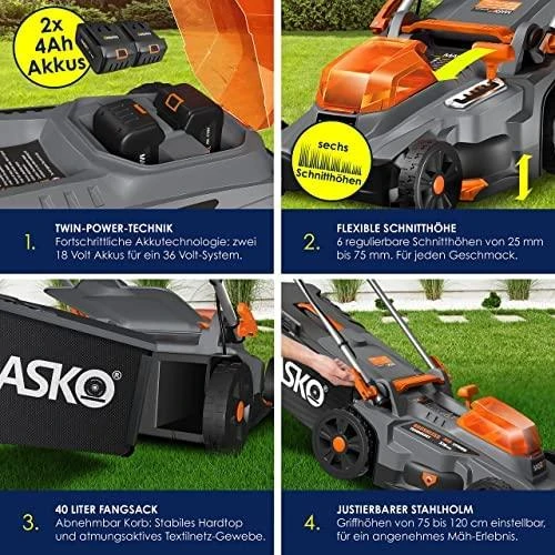 Akumuliatorinės vejapjovės RM 36-18 LTX BL 36, korpusas, Metabo