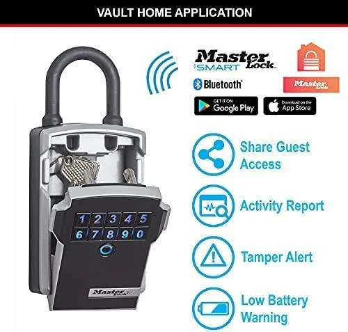 Master Lock Pagrindinis užrakto raktas, saugus „Bluetooth“ su pakabu 5440EURD