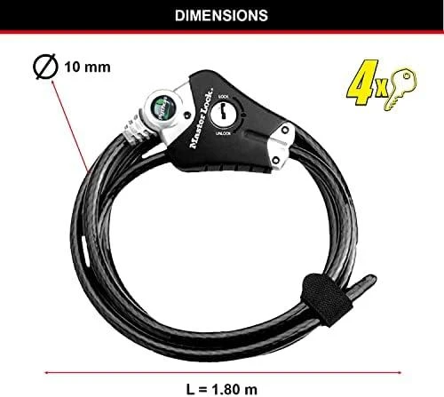 Masterlock MASTER LOCK Python dviračio spyna reguliuojamas fiksavimo kabelis