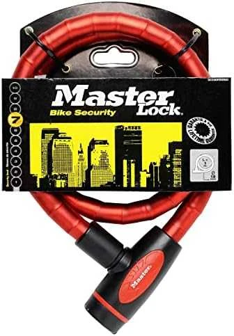 Masterlock MASTER LOCK Armuota trosinė dviračio spyna su vinilo apvalkalu ir 4 raktais (Dydis: Dūmo)
