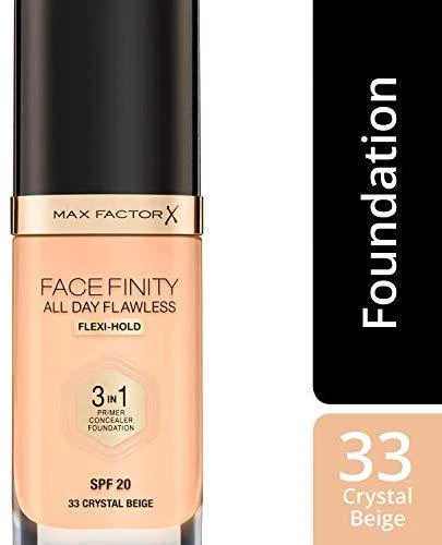 Max Factor Facefinity All Day Flawless Vegan Matte Primer Maskuoklis ir Foundation 3-In-1 33 Crystal rausvas gelsvas SPF 20, 30 ml