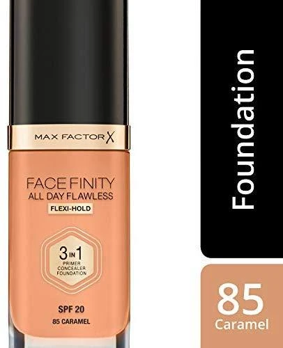 „Max Factor Face Finity All Day Flawless Kreminis“ makiažo pagrindas, 85 karamelės SPF 20, 30 ml