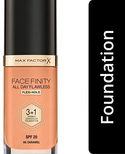 „Max Factor Face Finity All Day Flawless Kreminis“ makiažo pagrindas, 85 karamelės SPF 20, 30 ml