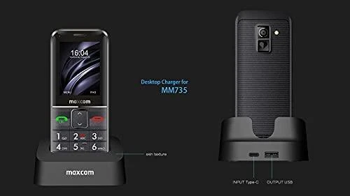 „Maxcom Comfort MM735“ su įkrovimo stotele + SOS apyranke juodos spalvos