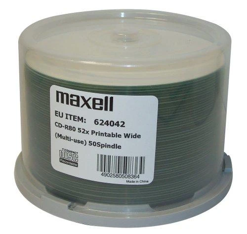 CD-R Diskas - MAXELL 700MB 52x 80min 50vnt Spindulys Spausdinimui