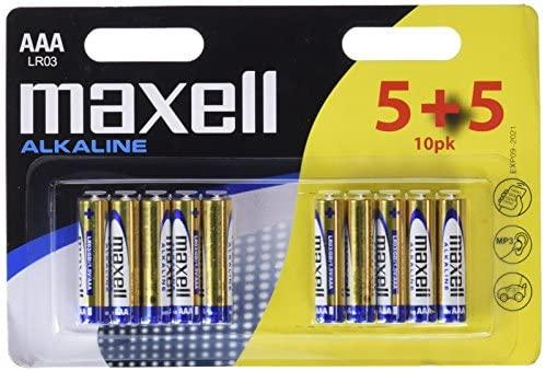 „Maxell“ vienkartinės šarminės AAA baterijos, 10 vnt. pakuotė