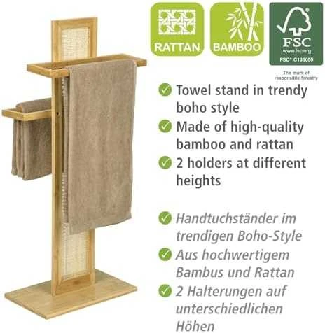 Rankšluosčių stovas ALLEGRE BAMBOO, 88 cm, WENKO