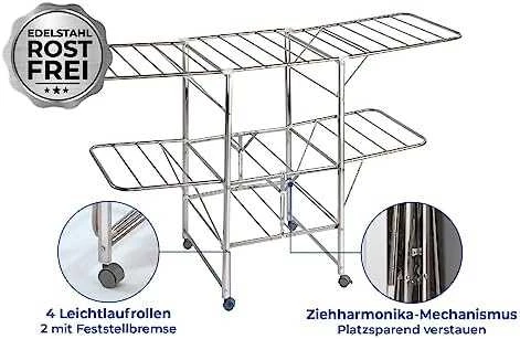 Wenko Steel Skalbinių džiovykla MOBILE sulankstoma, nerūdijančio plieno