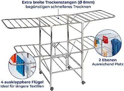 Wenko Steel Skalbinių džiovykla MOBILE sulankstoma, nerūdijančio plieno