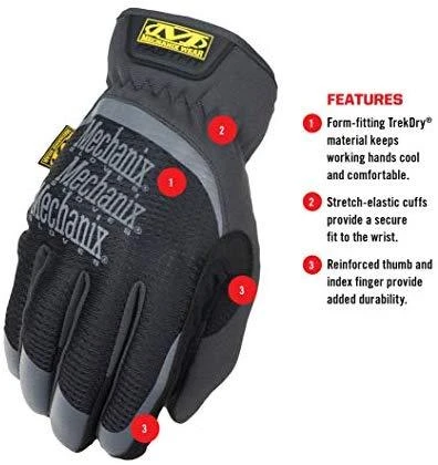 Mechanix Wear Pirštinės Mechanix FastFit® L dydis. Rauktas rankogalis, dirbtinė oda, TrekDry®