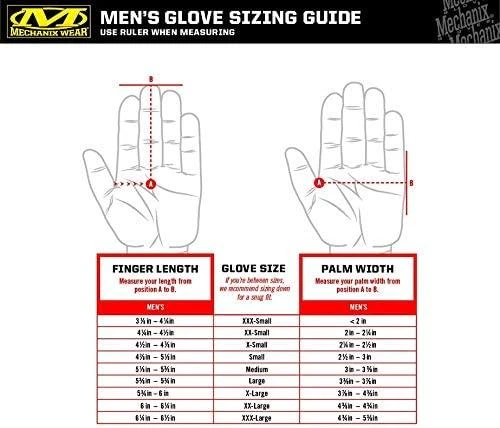 Mechanix pirštinių dydžių lentelė