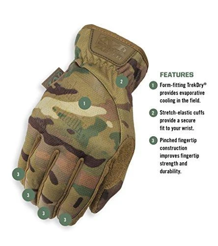 Mechanix Wear Pirštinės Mechanix FastFit® Multicam®, M dydis. Rauktas rankogalis, 0.6 mm dirbtinė oda, TrekDry®, touchscreen technologija