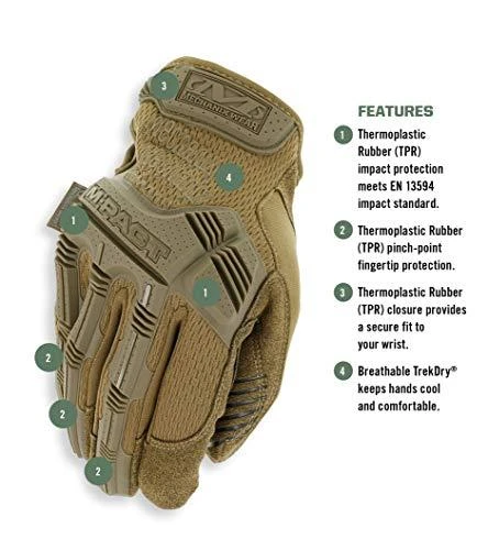 Mechanix Wear Pirštinės Mechanix M-Pact® Coyote 11/XL dydis. Velcro, TrekDry®, dirbtinė oda, delno, krumplių, Armortex®, pirštų apsauga, D30® apsauga nuo vibracijos
