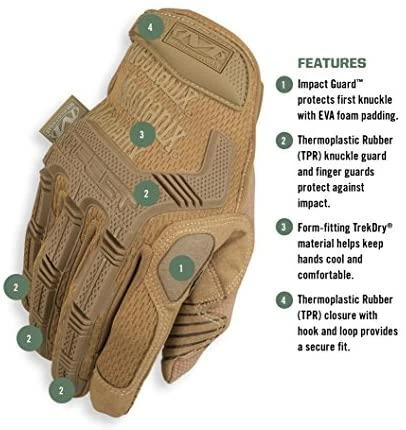 Mechanix Wear Pirštinės Mechanix M-Pact® Coyote L dydis. Velcro, TrekDry®, dirbtinė oda, delno, krumplių, Armortex®, pirštų apsauga, D30® apsauga nuo vibracijos