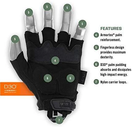 Mechanix Wear Bepirštės Pirštinės Mechanix M-Pact® FINGERLESS M dydis. Velcro, TrekDry®, dirbtinė oda, delno, krumplių, pirštų apsauga