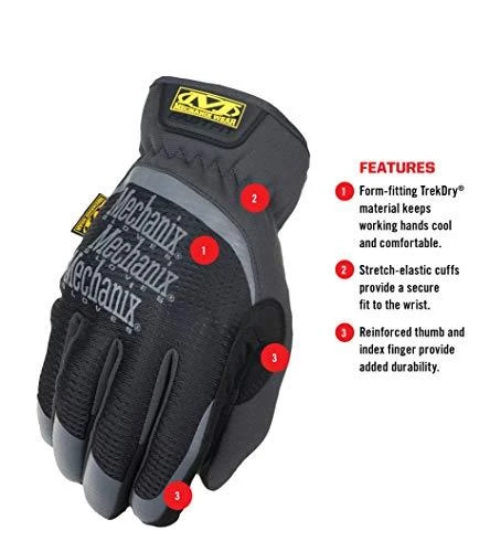 Mechanix Wear Pirštinės Mechanix FastFit® S dydis. Rauktas rankogalis, dirbtinė oda, TrekDry®