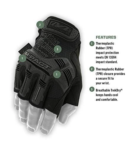 Mechanix Wear Bepirštės Pirštinės Mechanix M-Pact® FINGERLESS XL dydis. Velcro, TrekDry®, dirbtinė oda, delno, krumplių, pirštų apsauga