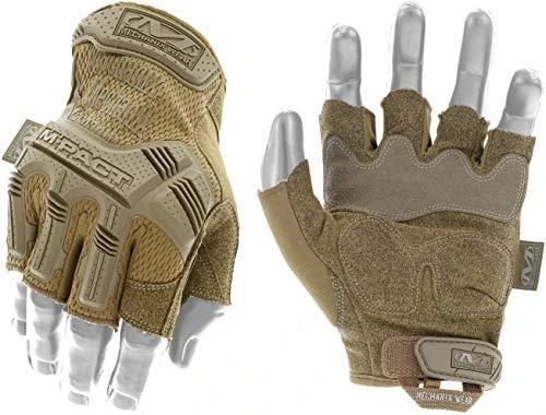 Mechanix Wear Bepirštės Pirštinės Mechanix M-Pact® FINGERLESS Coyote. Velcro, TrekDry®, dirbtinė oda, delno, krumplių, pirštų apsauga