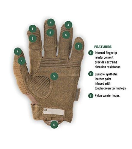 Mechanix Wear Pirštinės Mechanix M-Pact® 3 Coyote XXL dydis. Velcro, TrekDry®, dirbtinė oda, delno, krumplių, Armortex®, pirštų apsauga, D30® apsauga nuo vibracijos