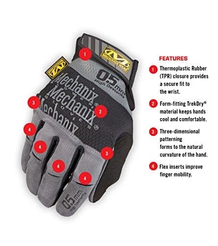 Mechanix Wear Pirštinės Mechanix Specialty Hi-Dexterity 0.5 S dydis. 0,5mm storio delnas. Velcro, dirbtinė oda, TrekDry®, Lycra