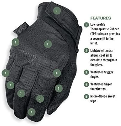 Mechanix Wear Pirštinės Mechanix SPECIALTY VENT, su skylutėmis ventiliacijai, juodos S dydis. Velcro, dirbtinė 0.6mm oda.touchscreen technologija