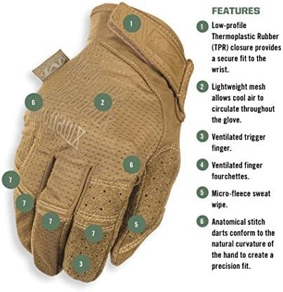 Mechanix Wear Pirštinės MECHANIX SPECIALTY VENT, su skylutėmis ventiliacijai, Coyote S dydis. Velcro, dirbtinė 0.6mm oda.touchscreen technologija