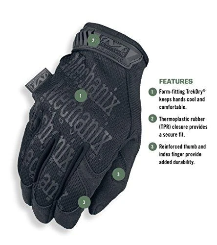 Mechanix The Original pirštinė su parametrų schemos aprašymu