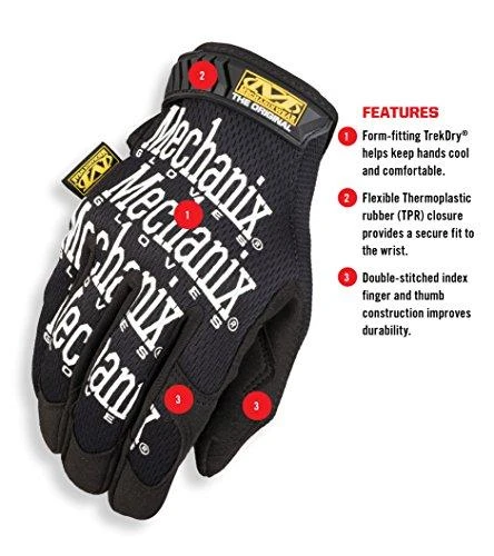 Mechanix Wear pirštinė su techninių savybių išklotine