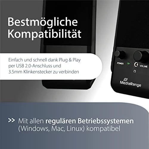 Kompiuterio kolonėlės „MediaRange Aktivbox“ kompaktiškas stalinis garsiakalbis (MROS352)