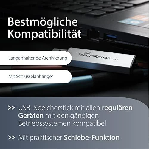 STICK 64GB MEDIARANGE MR917 3.2 Gen 1 Juodas/Sidabrinė
