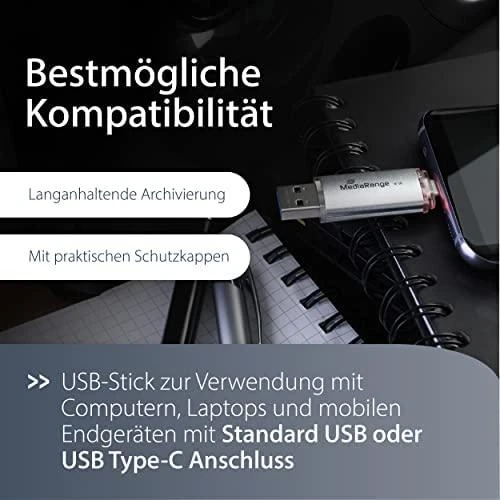 „STICK MediaRange“ USB atmintinė, 32 GB, USB 3.1 mišrainė su USB C tipo jungtimi