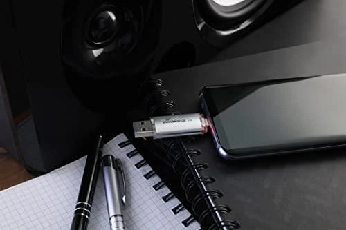 „MediaRange Kombo“ atminties kortelė 64 GB, USB atmintinė - sidabrinė/skaidri, USB-A 3.2 Gen 1, USB-C 3.2 Gen 1