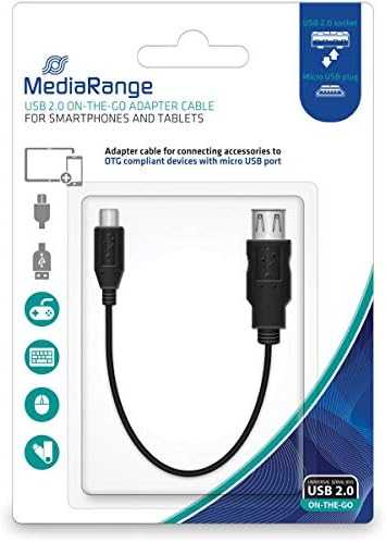 „MediaRange MRCS168“, 0,2 m, „Micro-USB B“, USB A, USB 2.0, Kištukas/Lizdas, Juoda