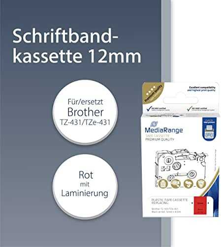 MediaRange MediaRange Schriftbandka. Brother TZ-431/Tze-431 12mm,8m sw