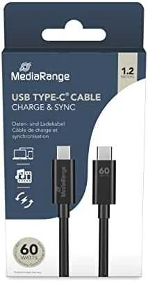 Kabelis USB MediaRange USB-C - USB-C 1.2 m Juodas (MRCS213)