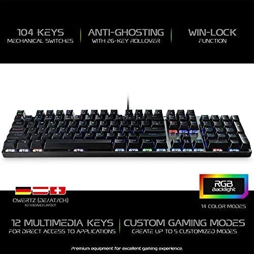 MediaRange MRGS101 klaviatūra Gaming USB QWERTZ Niemiecki Juodas, Sidabrinė