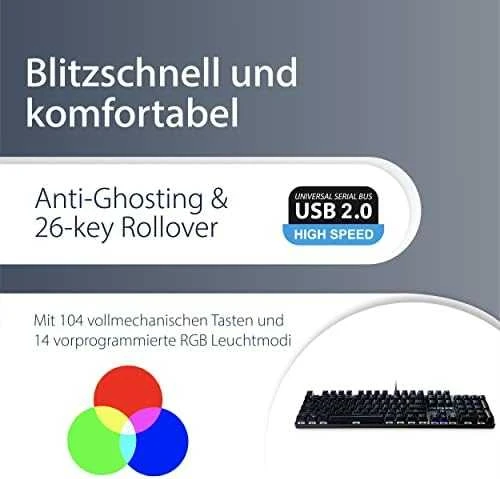 MediaRange Gaming-Klaviatūra 104-Tasten 14 Farbmodi QWERTY(UK)