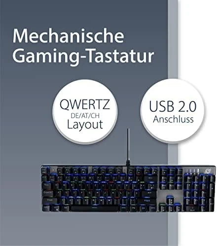 MediaRange MRGS101 klaviatūra Gaming USB QWERTZ Niemiecki Juodas, Sidabrinė