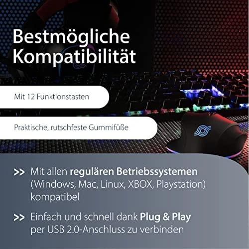 MediaRange MRGS101 klaviatūra Gaming USB QWERTZ Niemiecki Juodas, Sidabrinė
