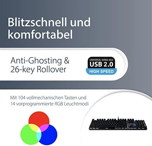 MediaRange MRGS101 klaviatūra Gaming USB QWERTZ Niemiecki Juodas, Sidabrinė