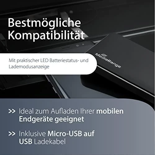 Powerbank MediaRange 10000mAh Juodai-sidabrinė