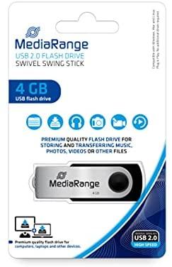 STICK 4GB MEDIARANGE MR907 B - Juodas - Sidabrinė