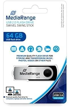STICK 64GB USB2.0 MEDIARANGE Juodas