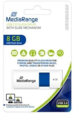 Mėlyna MediaRange Color Edition 8 GB, USB-Stick - baltas/mėlynas, USB-A 2.0