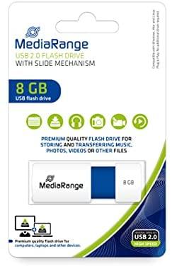 Mėlyna MediaRange Color Edition 8 GB, USB-Stick - baltas/mėlynas, USB-A 2.0
