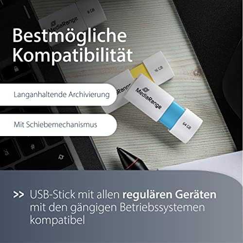 Pendrive MediaRange Color EDT. MR974 64GB Mėlyna, Baltas