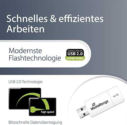 Pendrive MediaRange Color EDT. MR974 64GB Mėlyna, Baltas