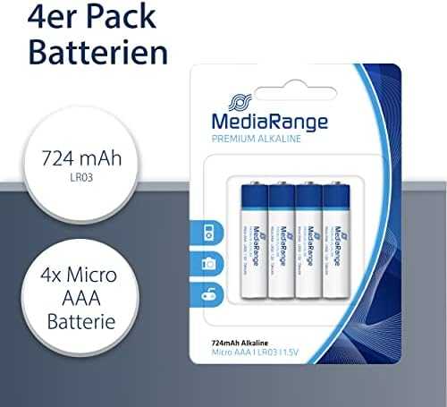BATTERY ALKALINE AAA 1.5V/4PCS MRBAT101 MEDIARANGE