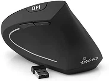 Pelė MEDIARANGE MROS232 - dešinei rankai - Vertical design - Optinė - RF belaidė - 1600 DPI - Juodas