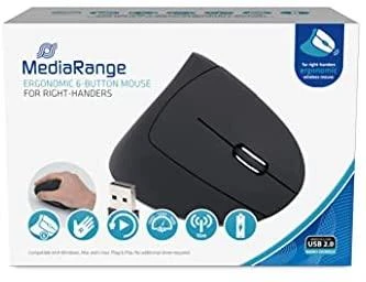 Pelė MEDIARANGE MROS232 - dešinei rankai - Vertical design - Optinė - RF belaidė - 1600 DPI - Juodas